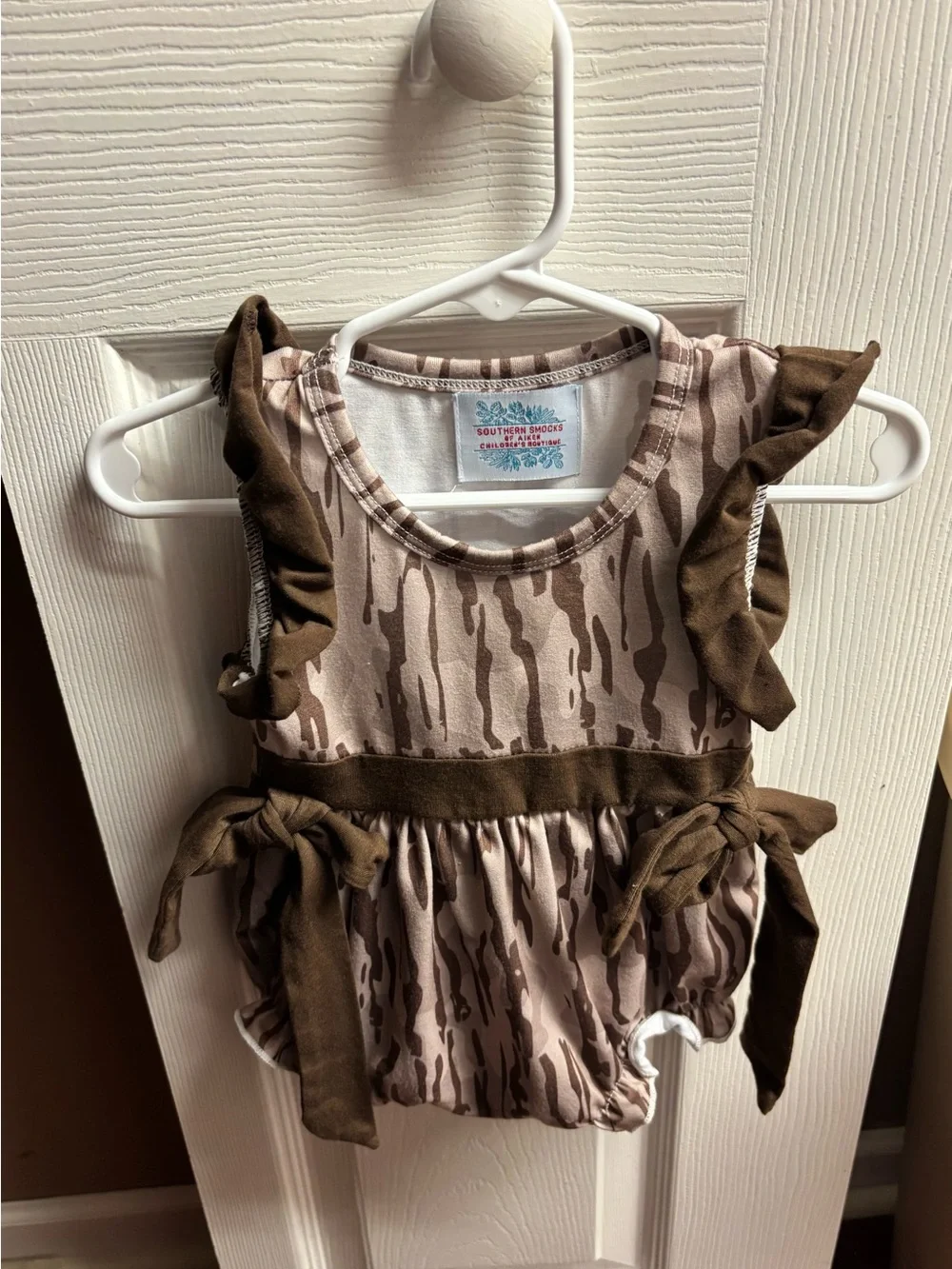 Boutique Camo Ruffle Baby Girl Romper